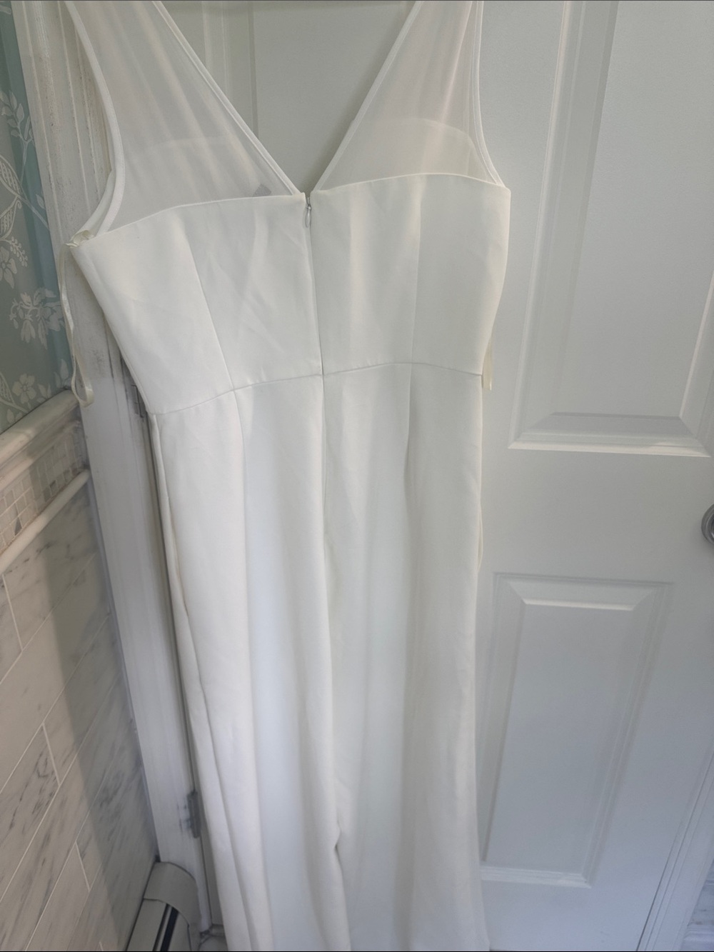 BCBGMaxAzria White V-Neck Jumpsuit- NWT M - Picture 7 of 13